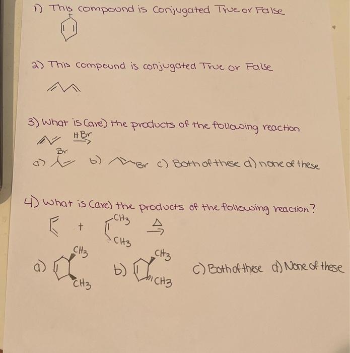 1 This Compound Is Conjugated True Or False 2 This Compound Is Conjugated True Or False 3 What Is Care The Products 1