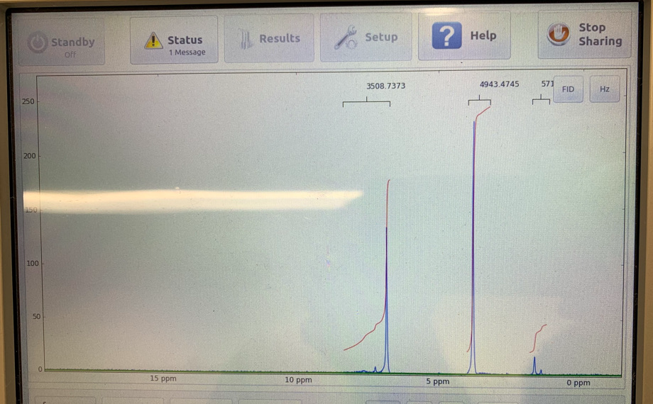250 200 150 100 50 Standby Off Status 1 Message 15 Ppm Results 10 Ppm Setup 3508 7373 5 Ppm Help 4943 4745 571 Fid Sto 1