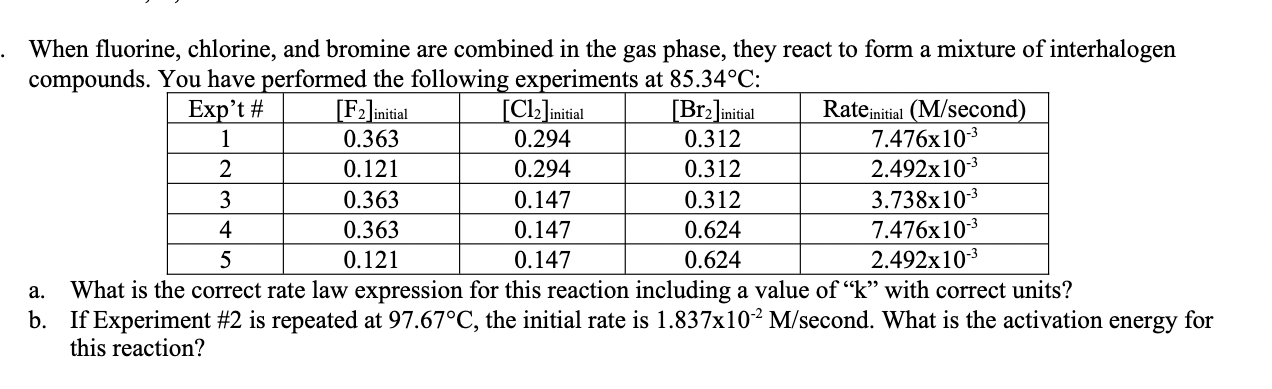 When Fluorine Chlorine And Bromine Are Combined In The Gas Phase They React To Form A Mixture Of Interhalogen Compoun 1