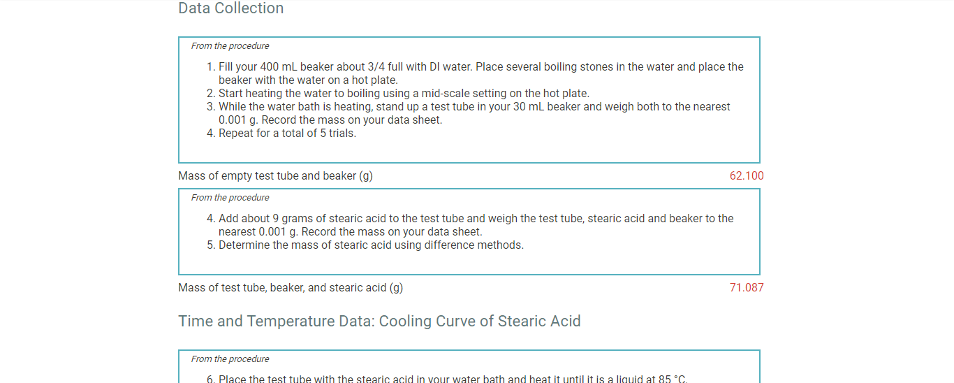 Data Collection From The Procedure 1 Fill Your 400 Ml Beaker About 3 4 Full With Di Water Place Several Boiling Stones 1