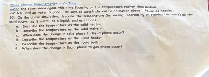 Phase Change Demonstration Youtube Watch The Same Video Again This Time Focusing On The Temperature Rather Than Motion 1