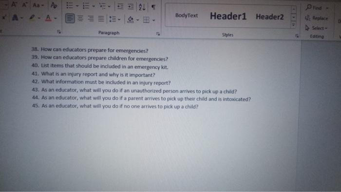 A A Aa A A D A Paragraph 38 How Can Educators Prepare For Emergencies 39 How Can Educators Prepare Children For Em 1