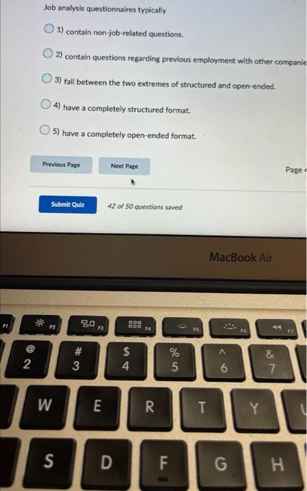 2 Job Analysis Questionnaires Typically 1 Contain Non Job Related Questions 2 Contain Questions Regarding Previous E 1