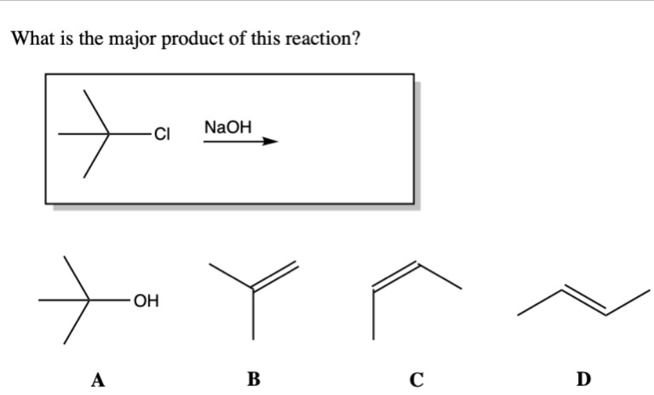 What Is The Major Product Of This Reaction A Ci Oh Naoh B C D 1