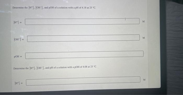 Determine The Oh Ph And Poh Of A Solution With A H Of 3 7 X 10 6 M At 25 C Oh Ph Poh Determine The H 3