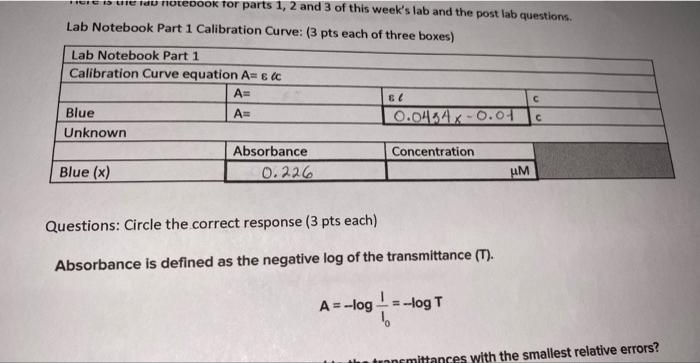 Here Is The Fa Notebook For Parts 1 2 And 3 Of This Week S Lab And The Post Lab Questions Lab Notebook Part 1 Calibrat 1