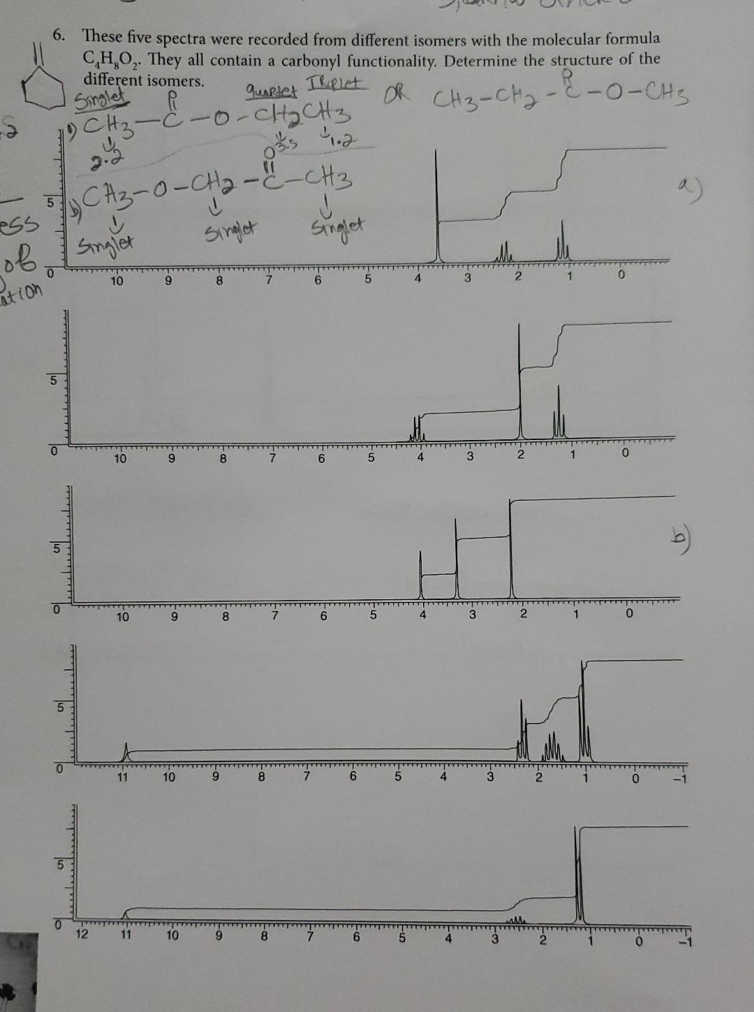 6 These Five Spectra Were Recorded From Different Isomers With The Molecular Formula Ch O They All Contain A Carbonyl 1