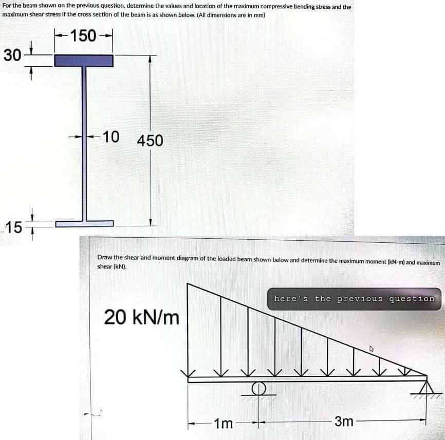 For The Beam Shown On The Previous Question Determine The Values And Location Of The Maximum Compressive Bending Stress 1