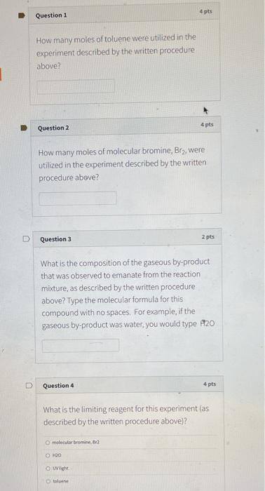 Photobromination Of Toluene Procedure 500 Ml Of Toluene Was Added To A 2 Liter Beaker And Equipped With A Magnetic St 2