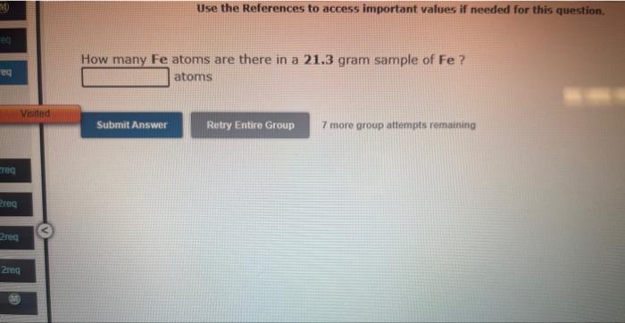 Eq Req Preq Req Visited 2req Use The References To Access Important Values If Needed For This Question How Many Fe Atom 1