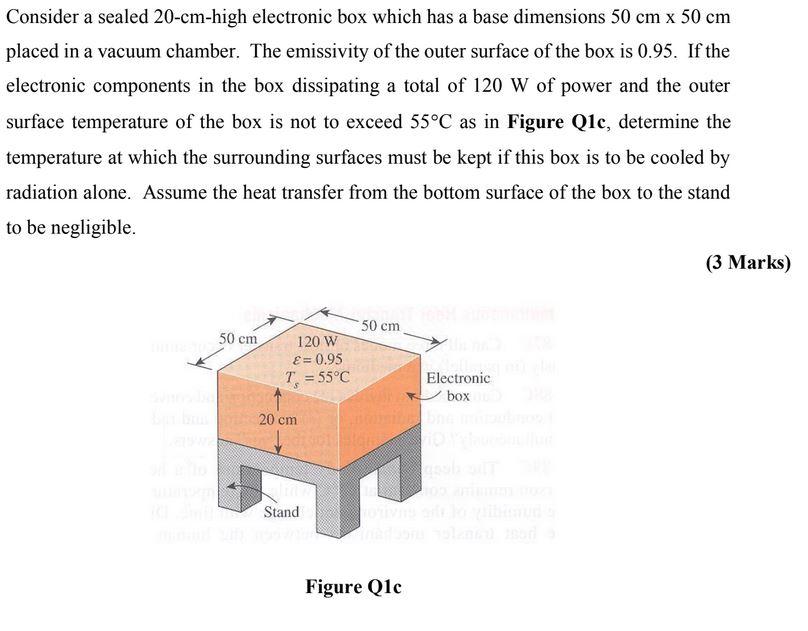 Consider A Sealed 20 Cm High Electronic Box Which Has A Base Dimensions 50 Cm X 50 Cm Placed In A Vacuum Chamber The Em 1