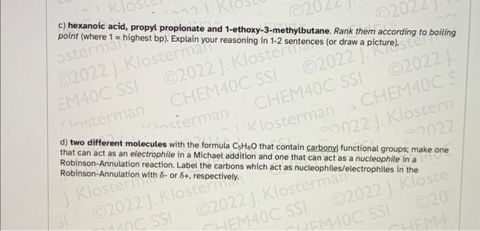 Draw The Chemical Structure Of A Three Different Carboxylic Acid Derivatives With Five Carbons In The Molecular Formul 2