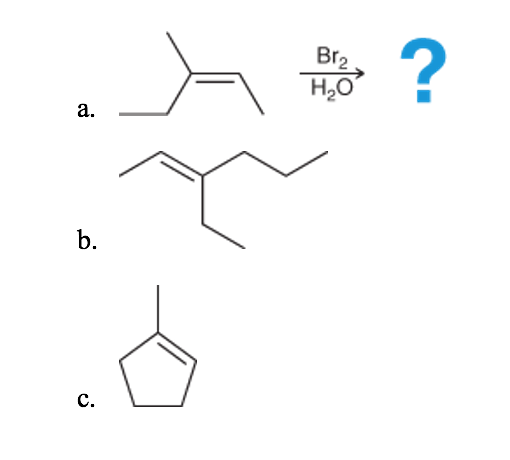 Predict The Major Product S That Are Expected When Each Of The Following Alkenes Is Treated With Br2 H2o 1