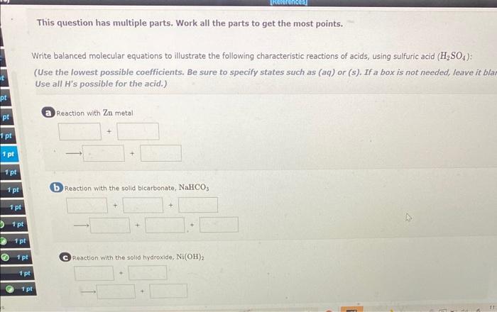 T Pt Pt 1 Pt 1 Pt 1 Pt 1 Pt 1 Pt 1 Pt 1pt 1 Pt 1 Pt Write Balanced Molecular Equations To Illustrate The Following Chara 1