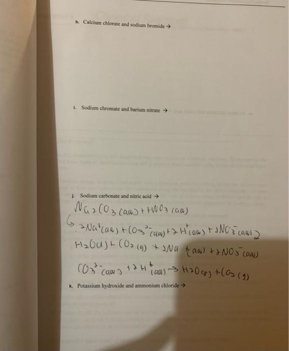 2 Using The Three Criteria For Double Displacement Reactions And The Solubility Table Predict Whether A Double Displa 2