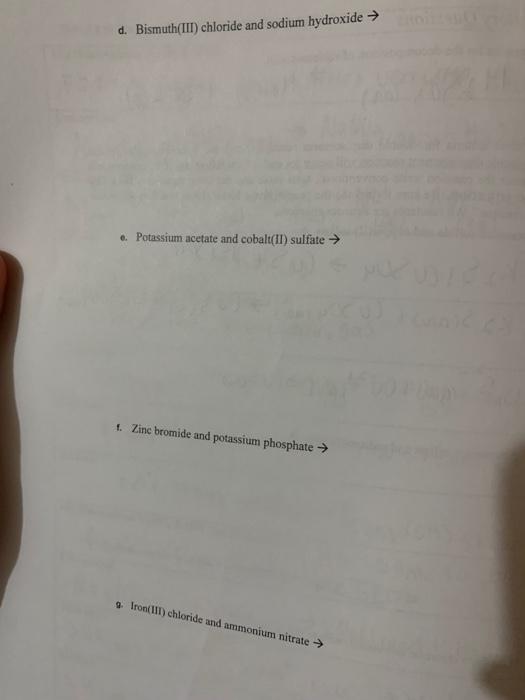 2 Using The Three Criteria For Double Displacement Reactions And The Solubility Table Predict Whether A Double Displa 3