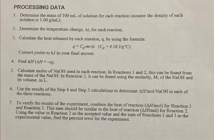 Experiment 18 Data And Calculations 1 Mass Of Sold Nich 2 Mann Ta Of Solution 3 Final Emperature Serial Tempera 2