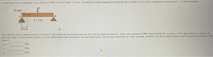 A Wood Beam Has A Rectangular Cross Section Of Width 120 And Light 1 The Team Is Simply Supported And Has A Length Of Ma 1