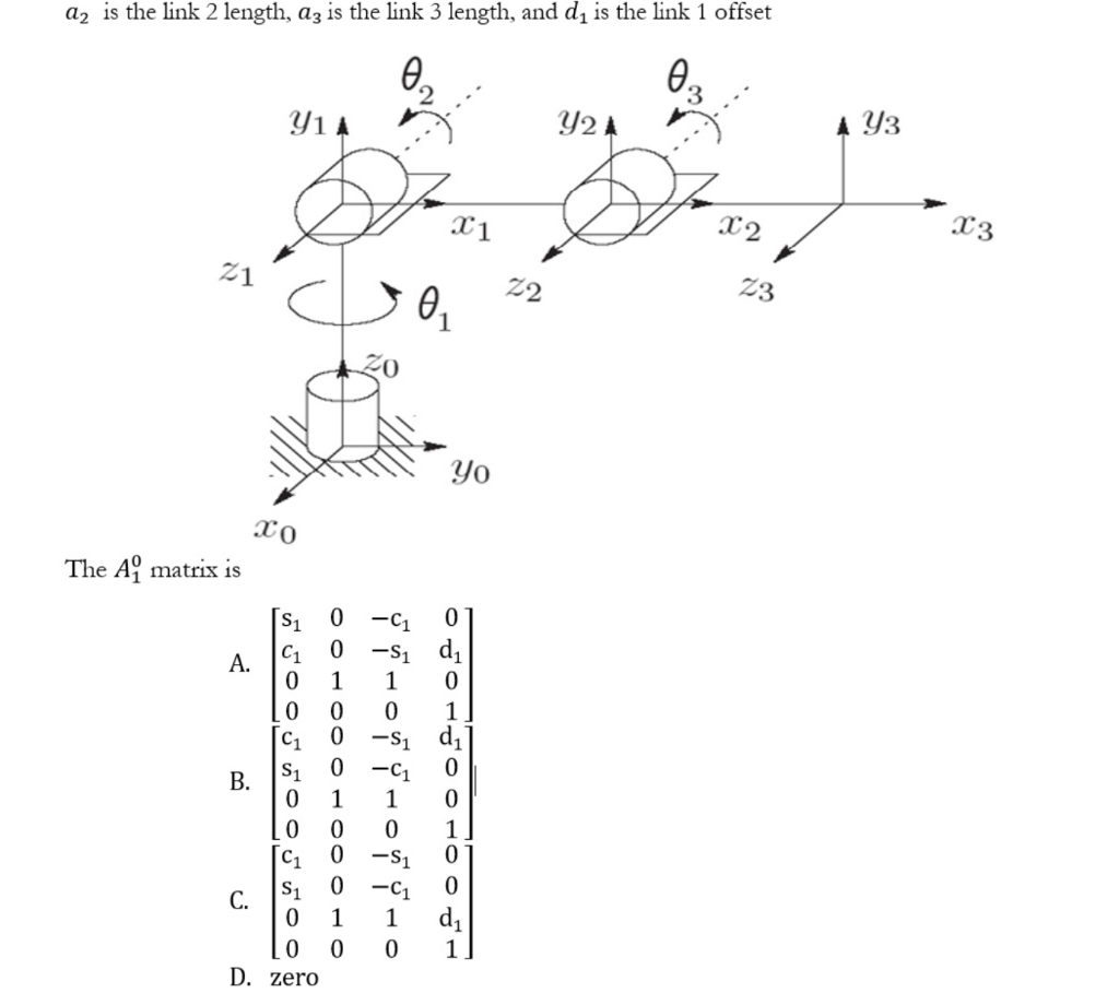 Az Is The Link 2 Length Az Is The Link 3 Length And Di Is The Link 1 Offset 0 Y1 A Y2 A Y3 11 X2 X3 21 22 23 0 Yo To 1