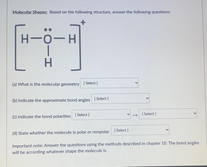 Molecular Shapes Based On The Following Structure Answer The Following Questions H O H I H A What Is The Molecular 1
