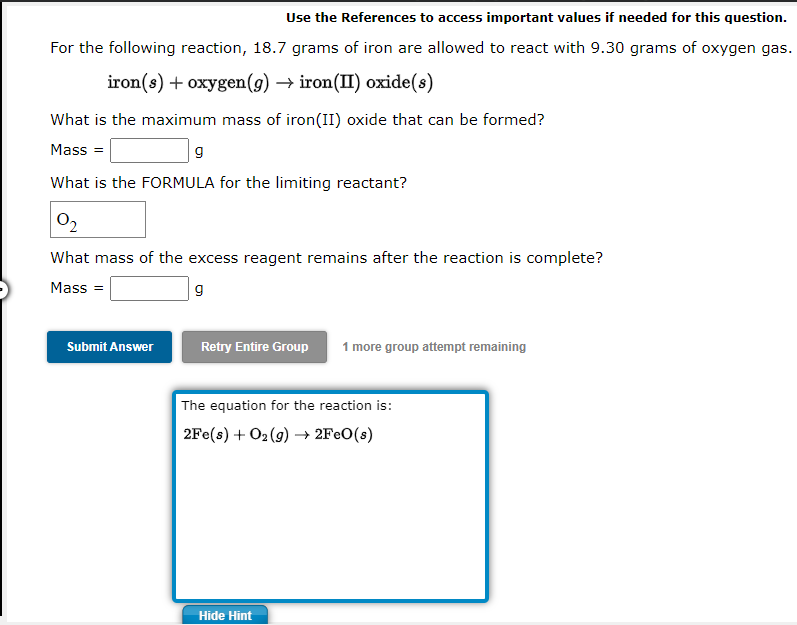 Use The References To Access Important Values If Needed For This Question For The Following Reaction 18 7 Grams Of Iro 1