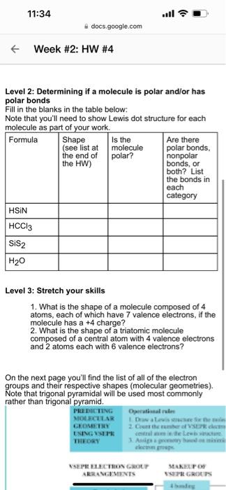 Week 11 34 2 Hw 4 Week 2 Hw 4 Level 1 Creating A Lewis Dot Structure And Determining He Shape Ch4 Nbr3 So3 2 1 D 2