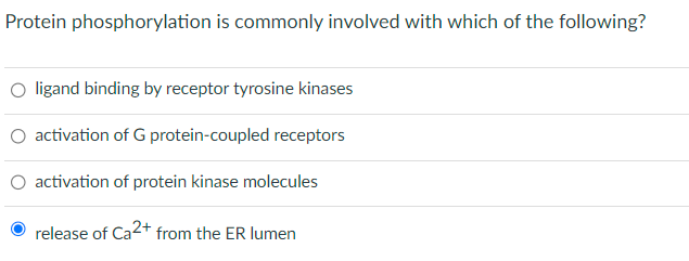 Protein Phosphorylation Is Commonly Involved With Which Of The Following Ligand Binding By Receptor Tyrosine Kinases Ac 1