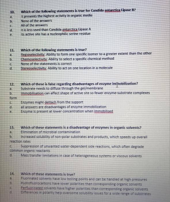 10 A D 11 A B D 12 A B Form C D E 13 C 14 A B Which Of The Following Statements Is True For Candida Ant 1