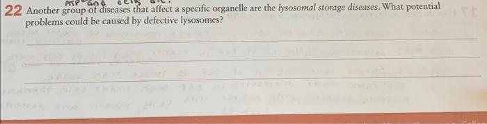 Atp 22 Another Group Of Diseases That Affect A Specific Organelle Are The Lysosomal Storage Diseases What Potential Pro 1