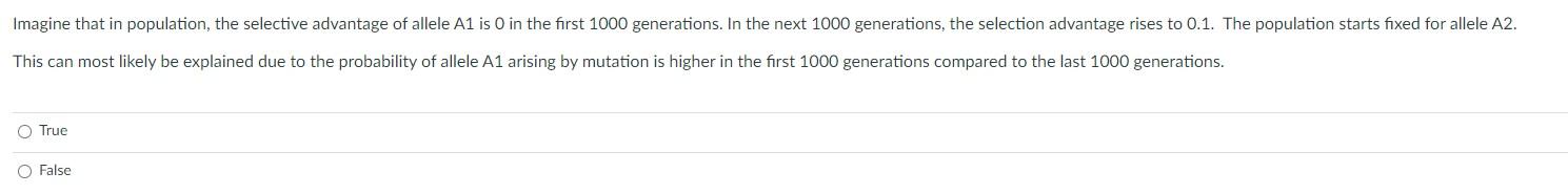 Imagine That In Population The Selective Advantage Of Allele A1 Is 0 In The First 1000 Generations In The Next 1000 Ge 1