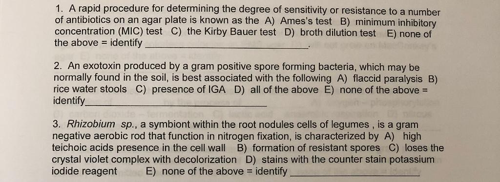 1 A Rapid Procedure For Determining The Degree Of Sensitivity Or Resistance To A Number Of Antibiotics On An Agar Plate 1