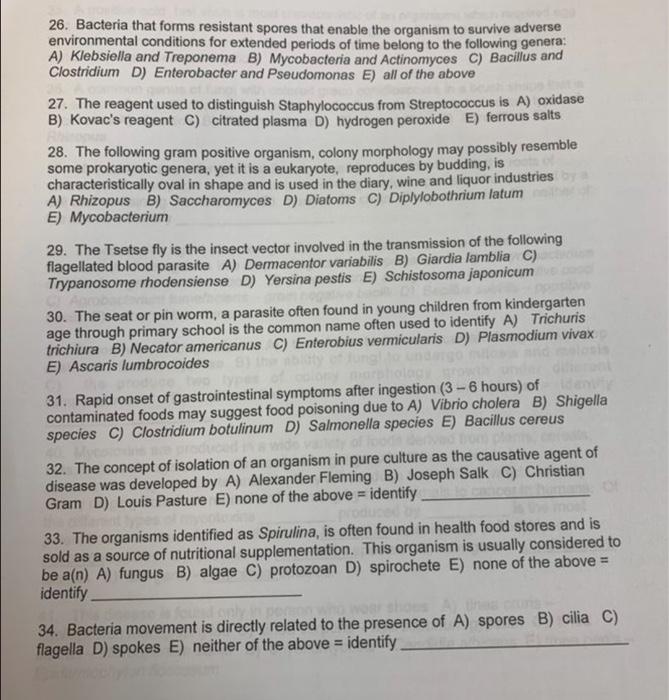26 Bacteria That Forms Resistant Spores That Enable The Organism To Survive Adverse Environmental Conditions For Extend 1