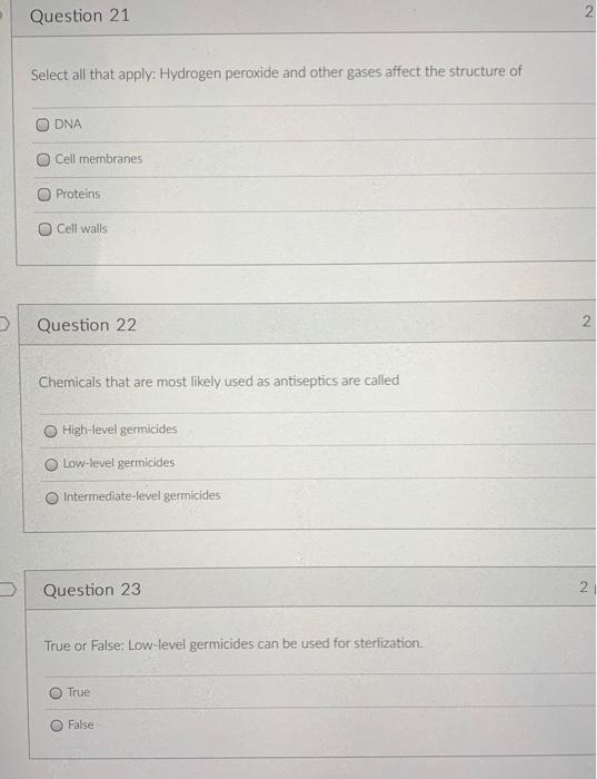 Question 21 Select All That Apply Hydrogen Peroxide And Other Gases Affect The Structure Of Dna Cell Membranes Proteins 1