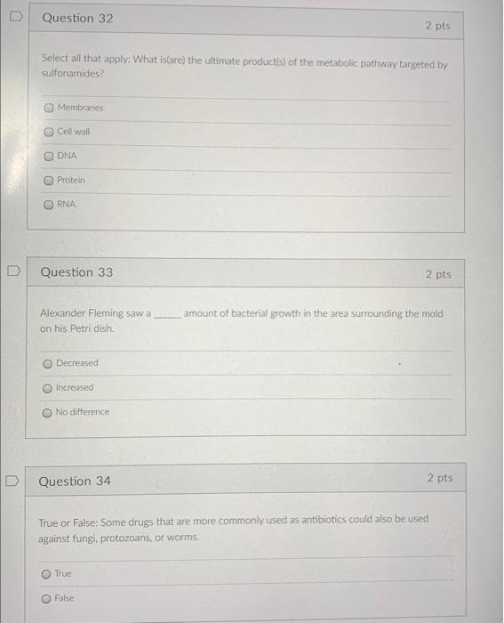 D D Question 32 Select All That Apply What Is Are The Ultimate Product S Of The Metabolic Pathway Targeted By Sulfona 1