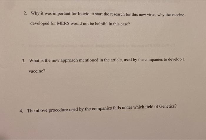 2 Why It Was Important For Inovio To Start The Research For This New Virus Why The Vaccine Developed For Mers Would No 1