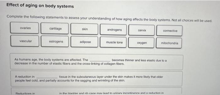 Effect Of Aging On Body Systems Complete The Following Statements To Assess Your Understanding Of How Aging Affects The 1