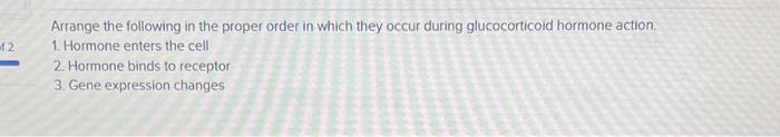 12 Arrange The Following In The Proper Order In Which They Occur During Glucocorticoid Hormone Action 1 Hormone Enters 1