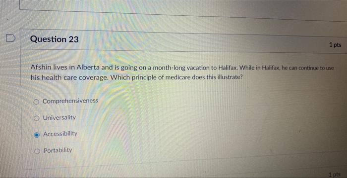 Question 23 Afshin Lives In Alberta And Is Going On A Month Long Vacation To Halifax While In Halifax He Can Continue 1