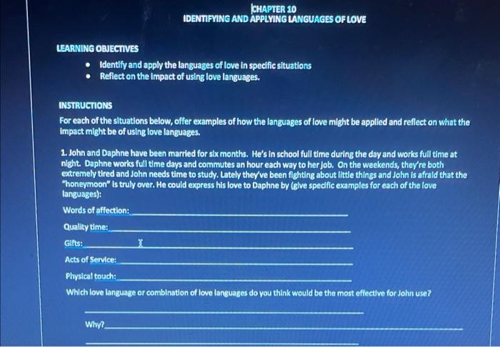 Learning Objectives Chapter 10 Identifying And Applying Languages Of Love Identify And Apply The Languages Of Love In Sp 1