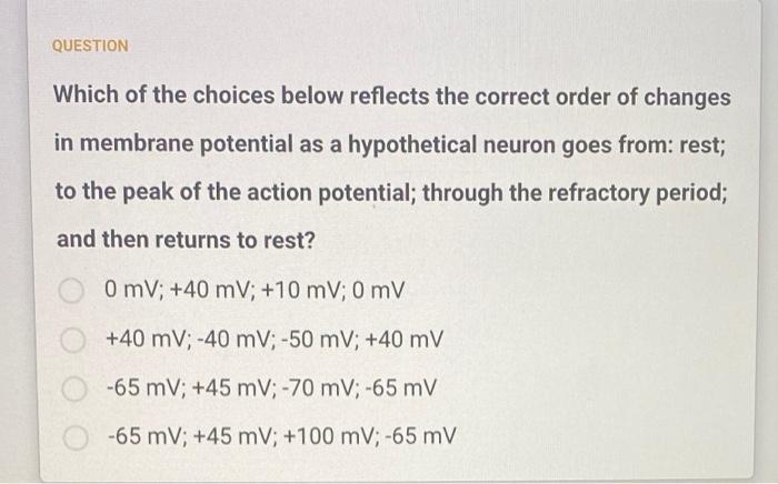 Question When Voltage Gated Sodium Channels Open In A Neuron What Happens To The Membrane Potential As A Result It Dep 3