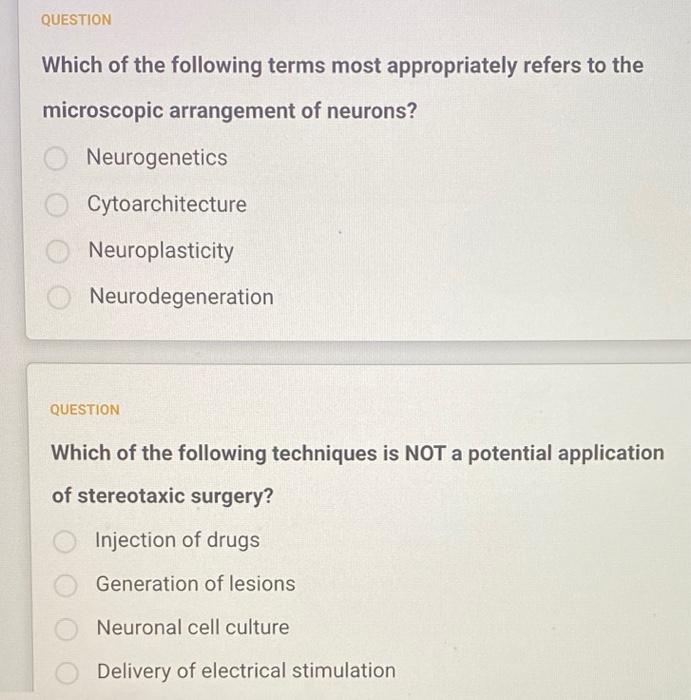 Question Which Of The Following Is An Invasive Technique Used For Investigating The Nervous System At The Systems Or Cir 4
