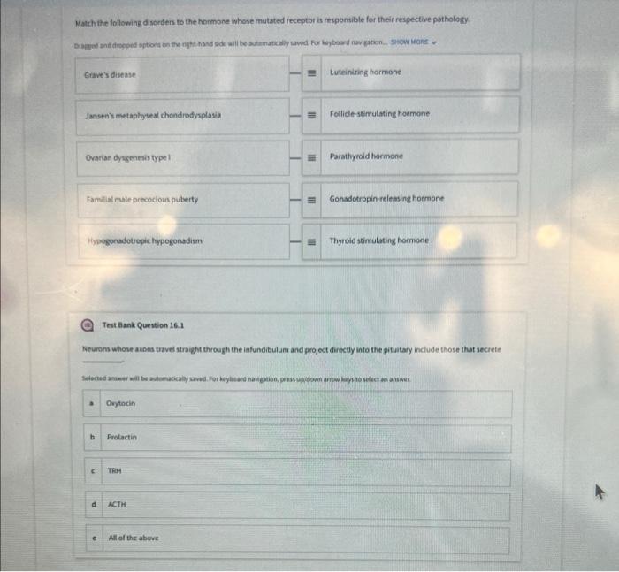 Match The Following Disorders To The Hormone Whose Mutated Receptor Is Responsible For Their Respective Pathology Bragg 1