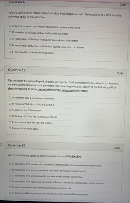 Question 18 You Are Caring For An Infant Patient Who Has Been Diagnosed With Neonatal Herpes Which Of The Following App 1