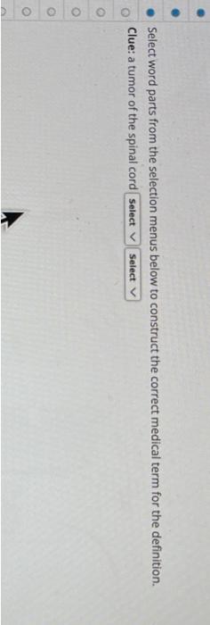 Select Word Parts From The Selection Menus Below To Construct The Correct Medical Term For The Definition Clue A Tumor 1