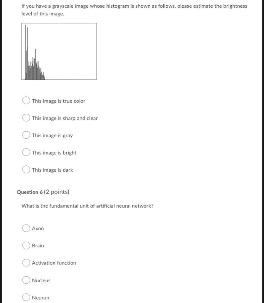 If You Have A Grayscale Image Whose Histogram Is Shown As Follows Please Estimate The Brightness Level Of This Image 0 1