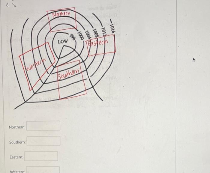 7 Using The Map Below Same Mid Latitude Cyclone As The Previous Questions Choose The Correct Arrows To Show The Wind 2