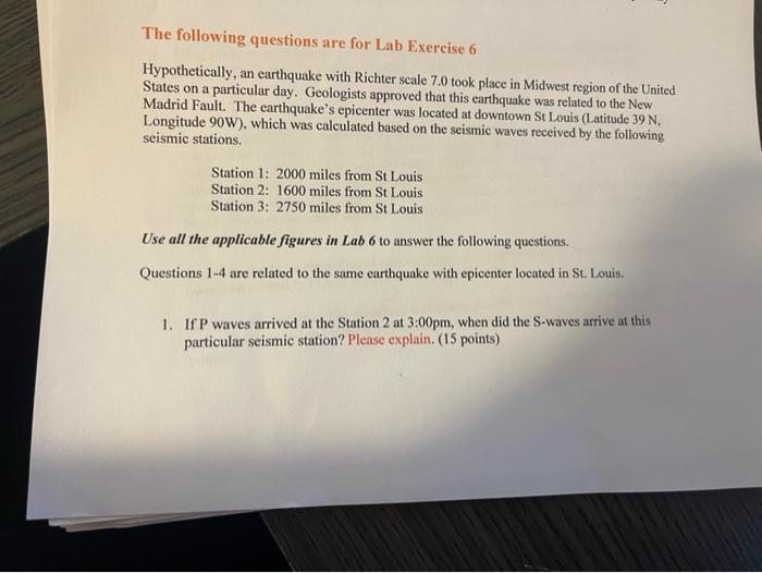 The Following Questions Are For Lab Exercise 6 Hypothetically An Earthquake With Richter Scale 7 0 Took Place In Midwes 1