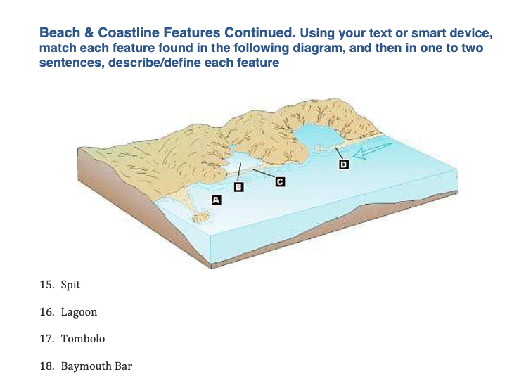 A 5 Nearshore 6 Coast H 7 Beach 8 Backshore 9 Sand Bar 10 Breaker Zone 11 Offshore 12 Shoreline 13 Fore 2