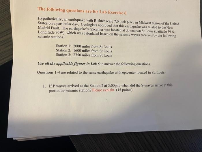 The Following Questions Are For Lab Exercise 6 Hypothetically An Earthquake With Richter Scale 7 0 Took Place In Midwes 1