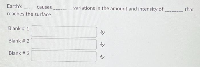 Earth S Causes Reaches The Surface Blank 1 Blank 2 Blank 3 Variations In The Amount And Intensity Of A That 1